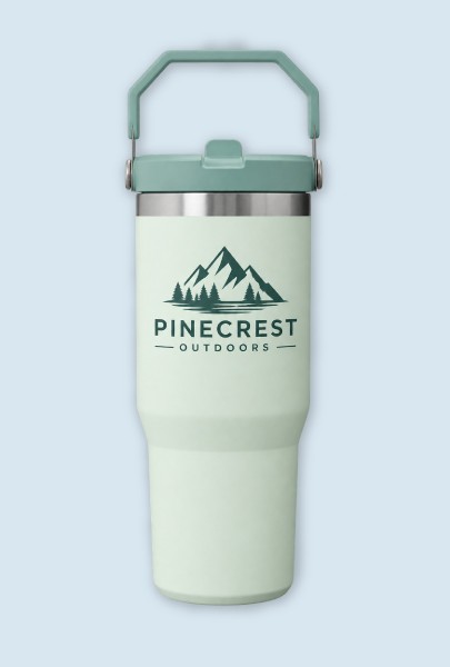 Custom imprinted Flip Straw Tumbler for Bend, OR with a local business logo